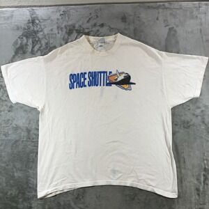 Vintage Boeing Shirt Mens XL White Space Shuttle Graphic Space Tee USA Made